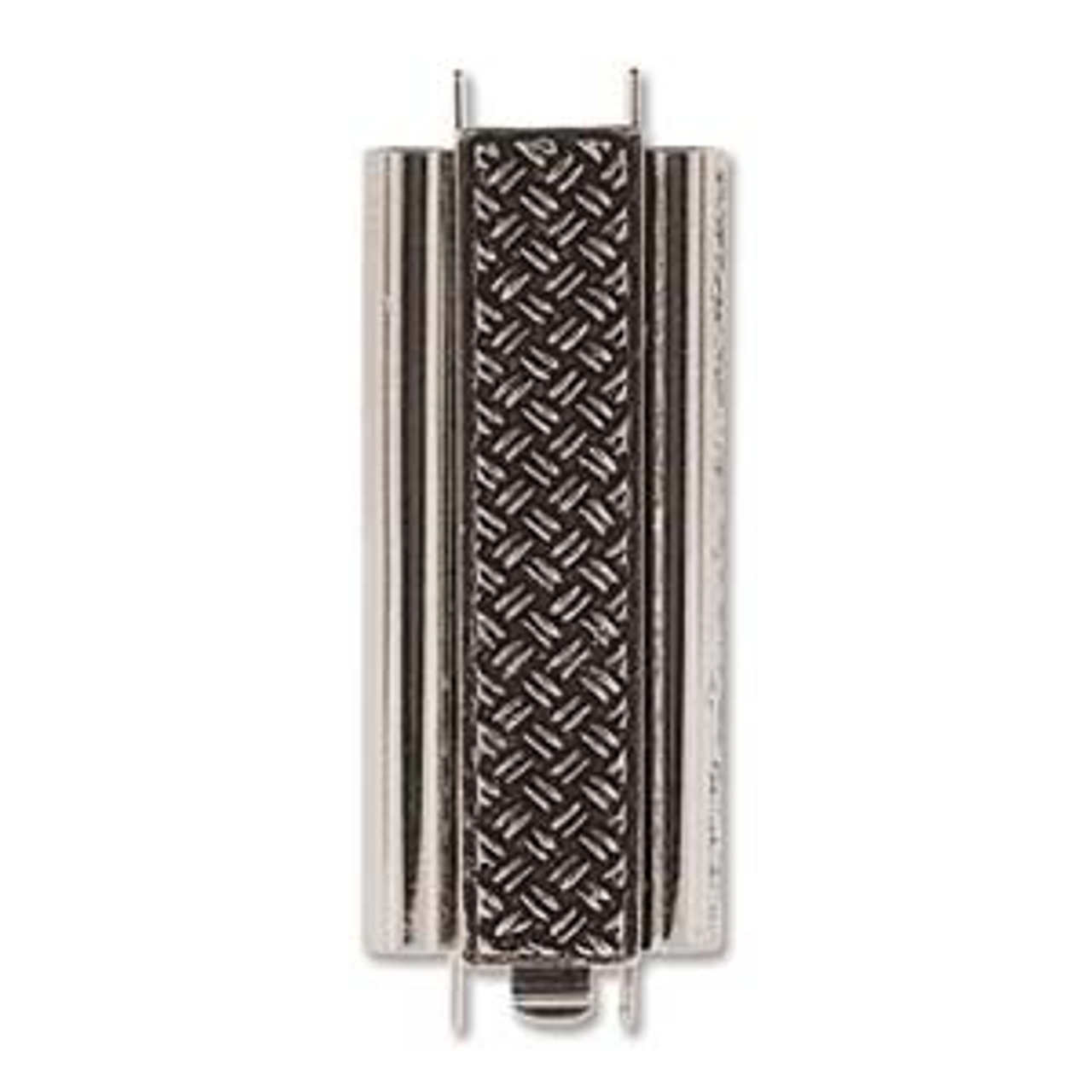 10x29mm Beadslide Cross Hatch Clasp Silver (1 Clasp)