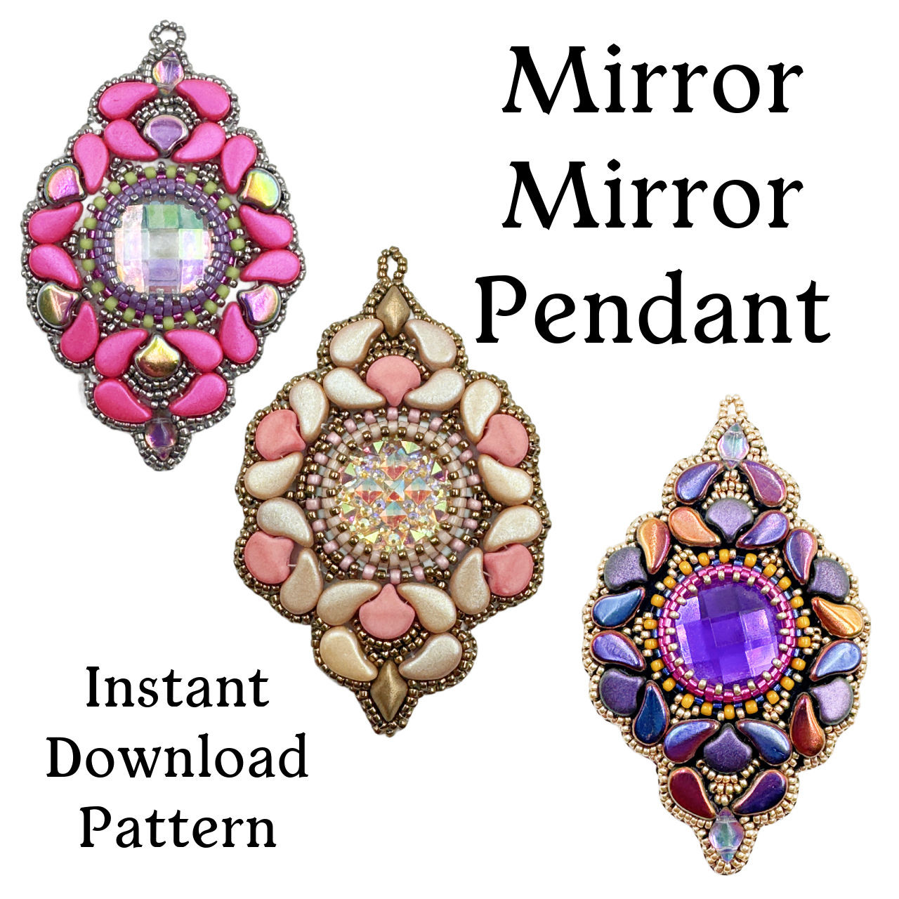 Mirror Mirror Pendant PDF INSTANT DOWNLOAD PATTERN