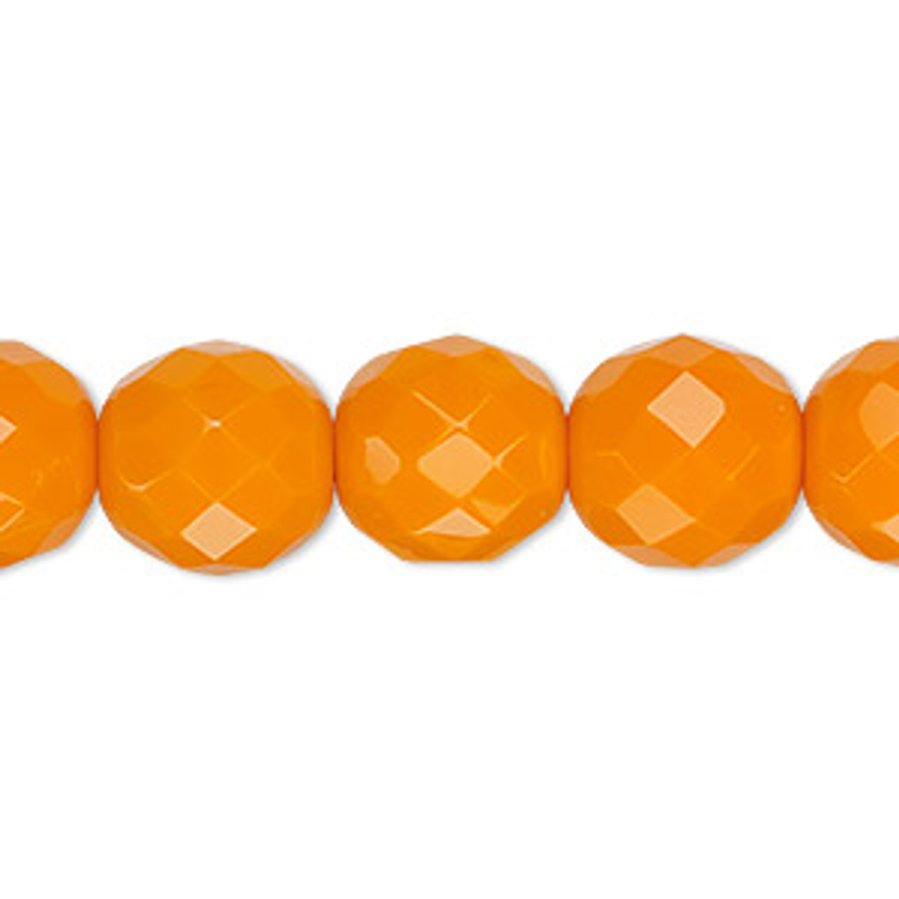 6pk 12mm Opaque Orange Fire Polish Beads