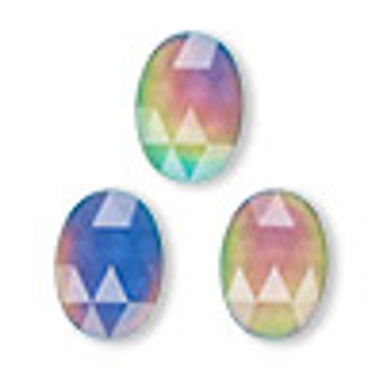Cabochon, acrylic, multicolored, 18x13mm color-changing non-calibrated faceted oval (1 Piece)