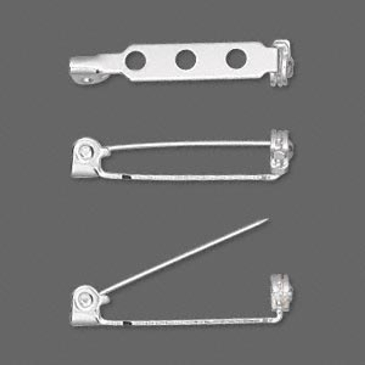 Pin Back Silver Plated Steel - 1 inch with locking bar - 6pk