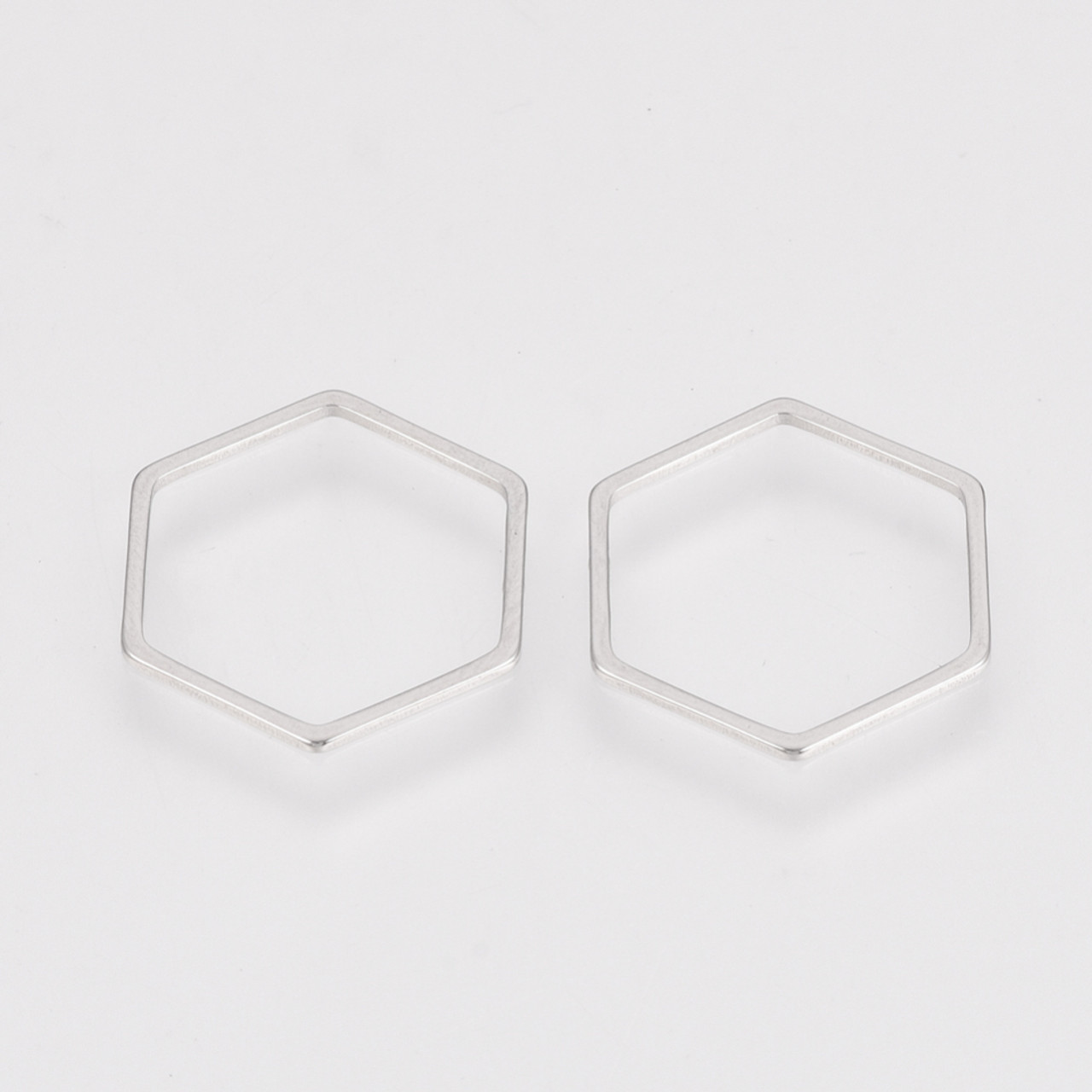 Stainless Steel Linking Ring, Hexagon, Stainless Steel Color, 22x22.5x0.8mm (2pk)