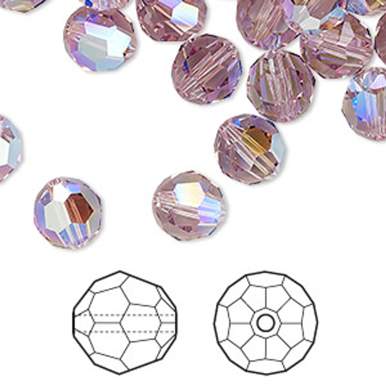 8mm Light Amethyst Austrian Round (6pk)