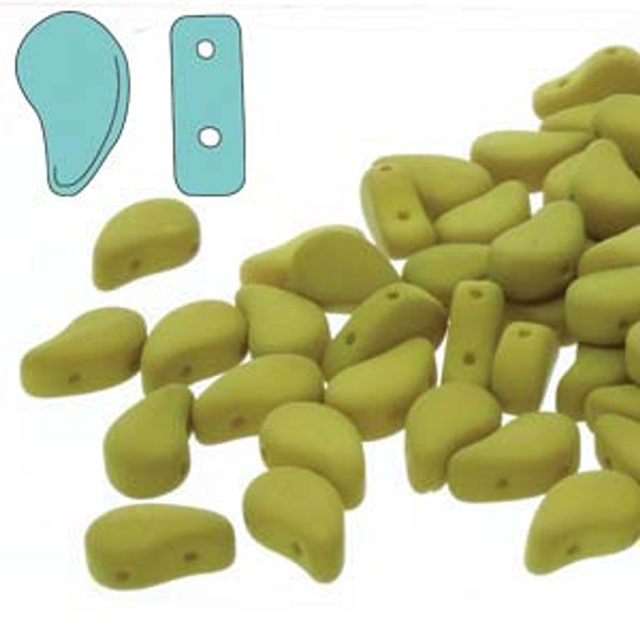 8x5mm Matte Velvet Lemongrass Paisley Duo (8 Grams Approx 30 Beads)