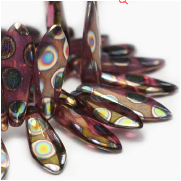 5x15mm Mulberry Peacock Dagger Bead (10 Pack)