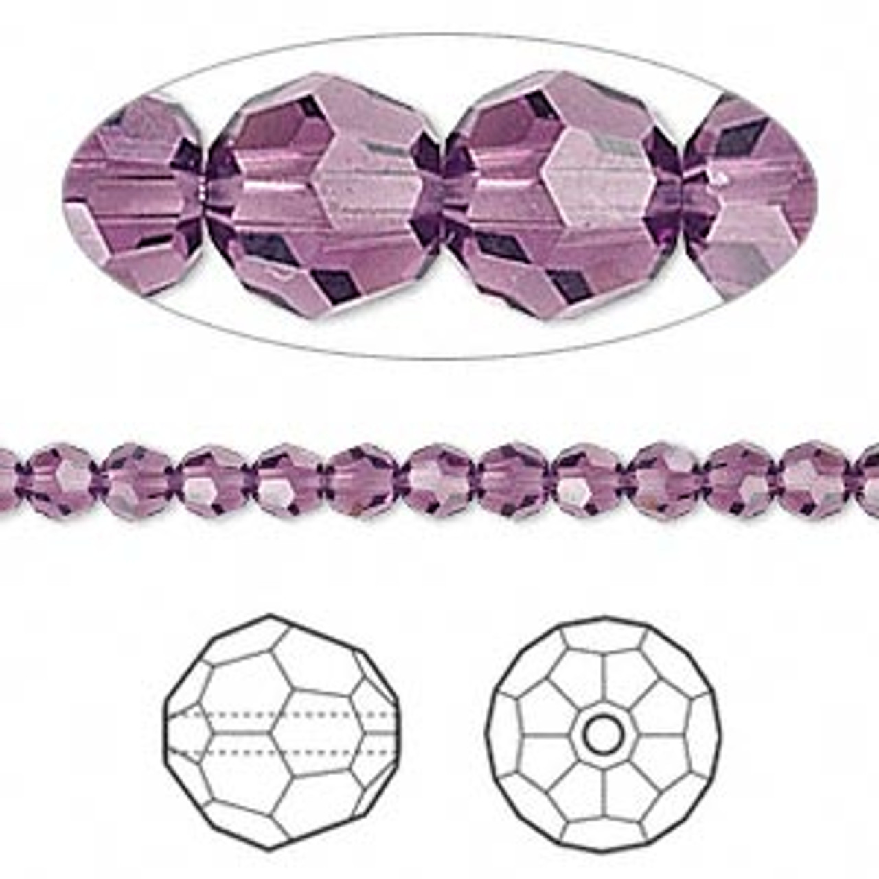 4mm Amethyst Austrian Round 12pk