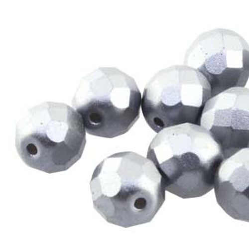 8mm Pastel Grey/Silver Fire Polish Beads (19 Beads per strand)