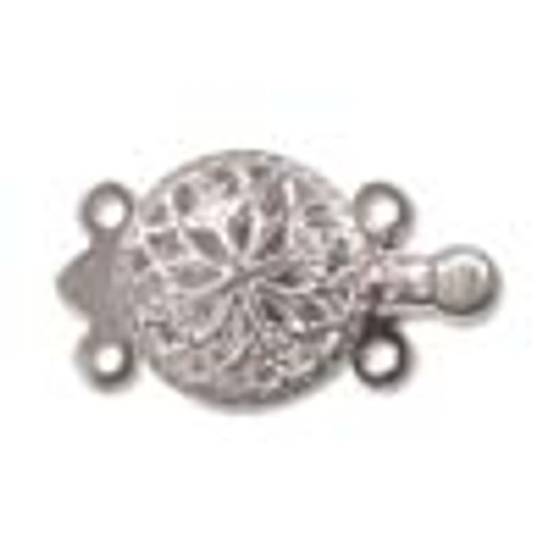 11mm Filigree 2 Strand Pearl Clasp Silver Plated (2pk)