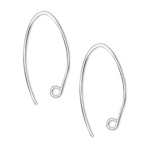 Ear wire, Hill Tribes, silver-plated brass, 27mm marquise with open loop, 20 gauge (1 Pair)