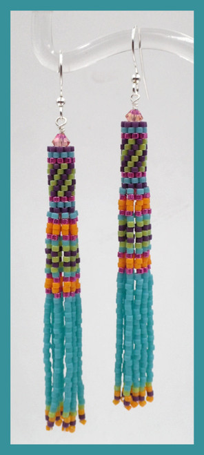 Peyote Tube Fringe Earrings INSTANT DOWNLOAD PDF Pattern