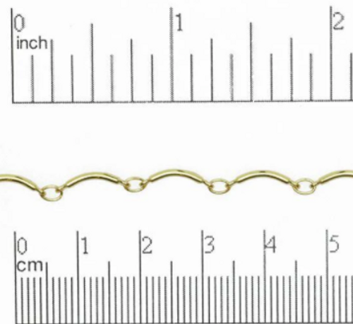 12x1.5mm Gold Plated Curved Bar Chain - 36 inches