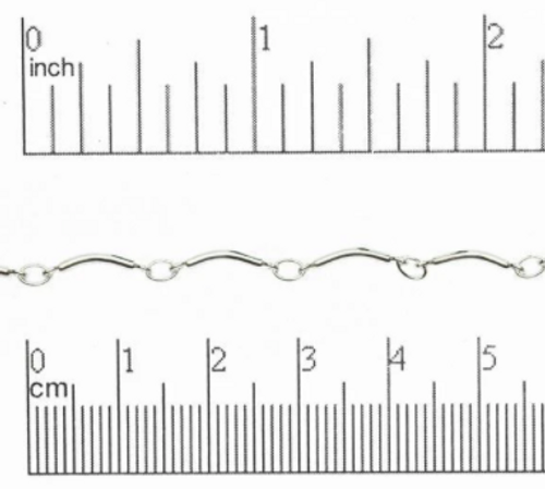 12x1.5mm Curved Bar Chain Silver - 36 inch package