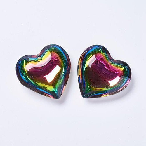 40x42x15mm Dark Rainbow Heart (1 Heart)