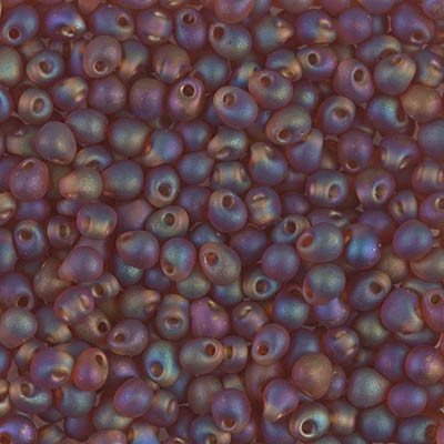 3.4mm Matte Transparent Dark Topaz AB Drop Beads (10 Grams) DP-134FR