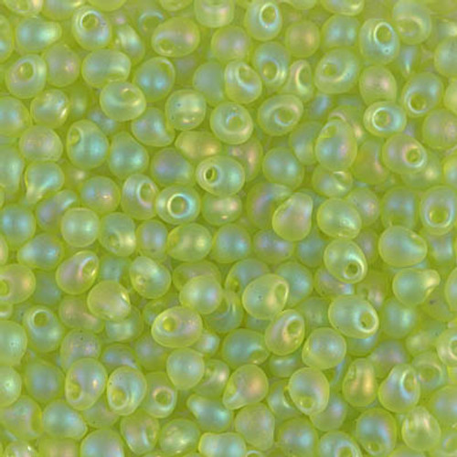 3.4mm Matte Transparent Chartreuse AB Drop Beads (10 Grams) DP-143FR