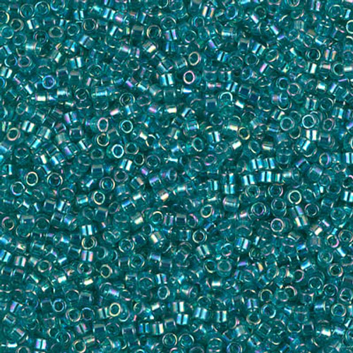 11/0 Transparent Caribbean Teal AB Delica Beads (7.2 Grams) DB1248