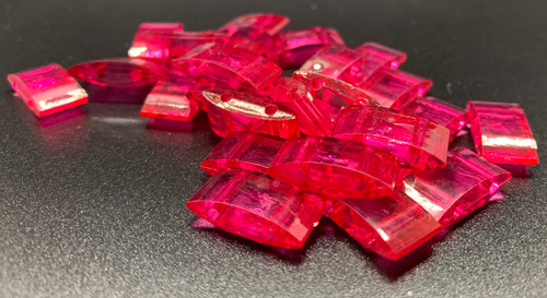 25pk Transparent Fuchsia Carrier Beads (17x9x5mm) Two Hole