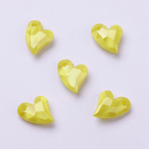 11x9x4mm Yellow Acrylic Heart 6pk