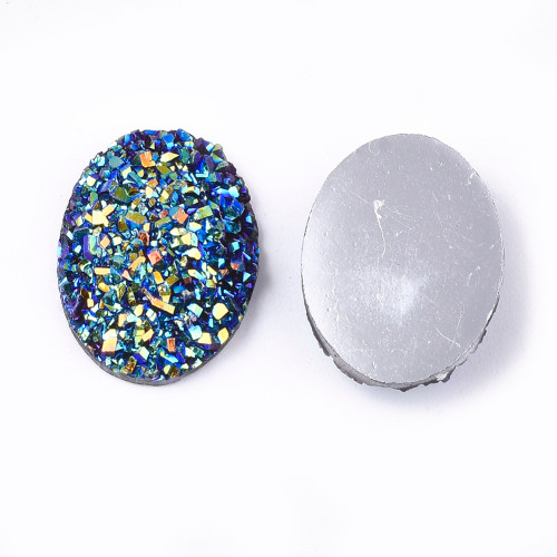 17.5x13x4.5mm Siam Blue Electroplate Druzy Cabochon (6pk)