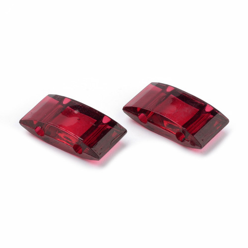 25pk Transparent Dark Red Carrier Beads (17x9x5mm) Two Hole