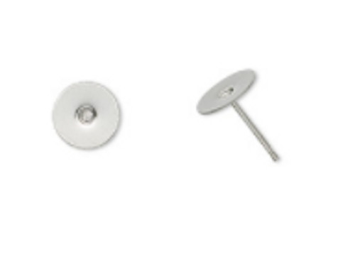 Stainless Steel 8mm Flat Back Post Earrings with Ear Nuts (1 Pair)