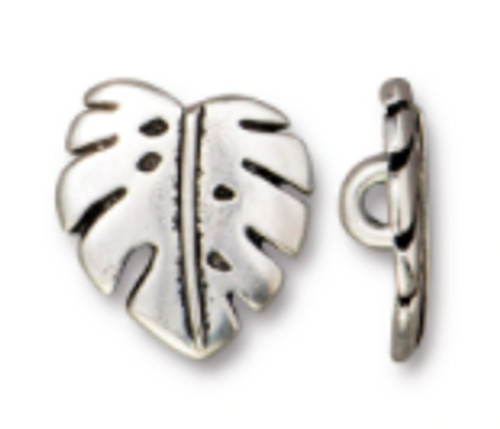 Monstera Silver Pewter Button (1 Button)