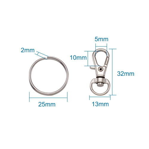 Swivel Lobster Claw with 25mm Split Ring (2 Sets)