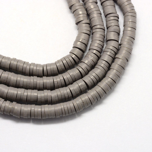 3x1mm Slate Gray Polymer Clay Flat Round Spacer Strand (Approx 380-400 beads)