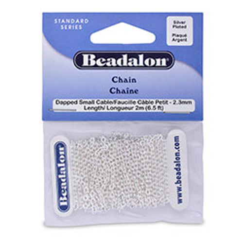 Chain, Dapped Small Cable, Silver Plated, 2 m (6.56 ft)