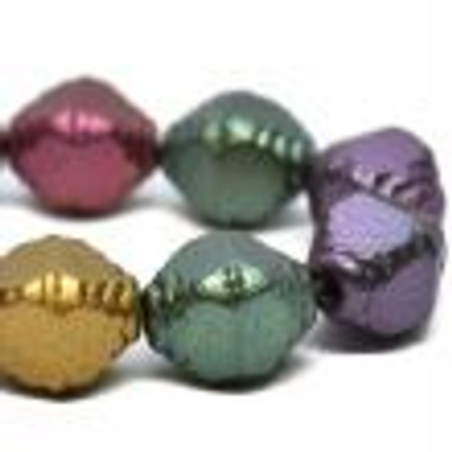 10x8mm Faceted Bicone Metallic Mix (15 Beads)