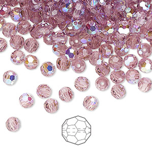 4mm Light Amethyst AB Preciosa Rounds (12pk)