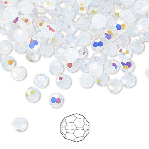 4mm White Opal AB Preciosa Rounds (12pk)