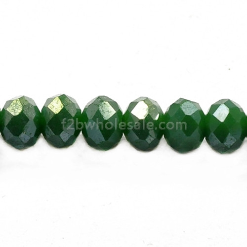 4x3mm Dark Green Jade AB Faceted Roundel (115-118 Beads) #96AB