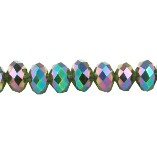 6x4mm 5 Rainbow Faceted Roundel (100 Beads) #43