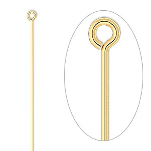 Gold Plated Eyepins 2 Inch 21ga (50 Pack)