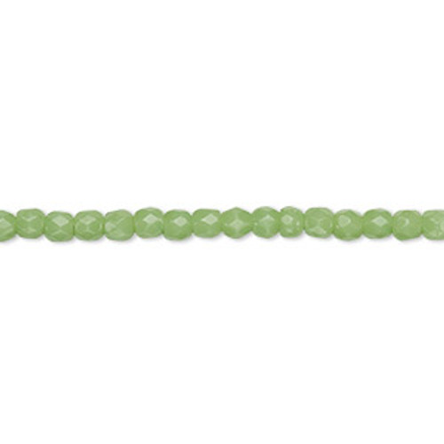 3mm Opaque Green Fire Polish Beads (130 Beads) 