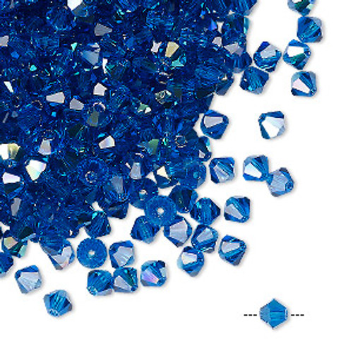 4mm Capri Blue AB Preciosa Crystal Bicone