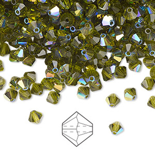 4mm Olivine AB Preciosa Crystal Bicone (12pk) 