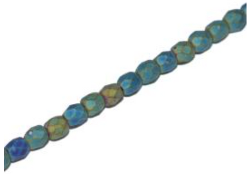 3mm Jet Green Iris Matte Fire Polish Beads - 50pk