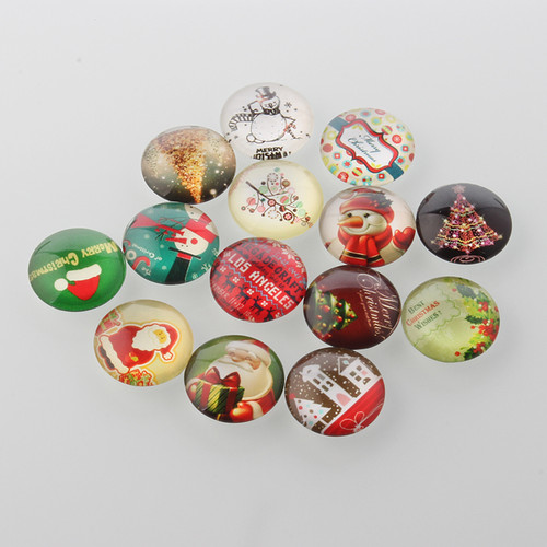 14mm Christmas Mix Glass Cabochons (6pk)