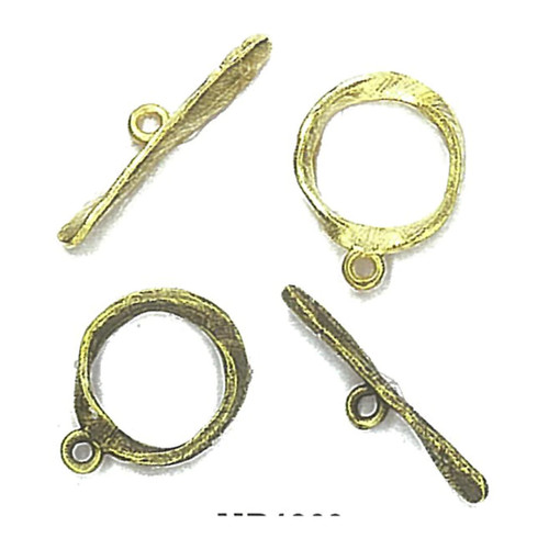 19mm Antique Brass wavy round toggle set