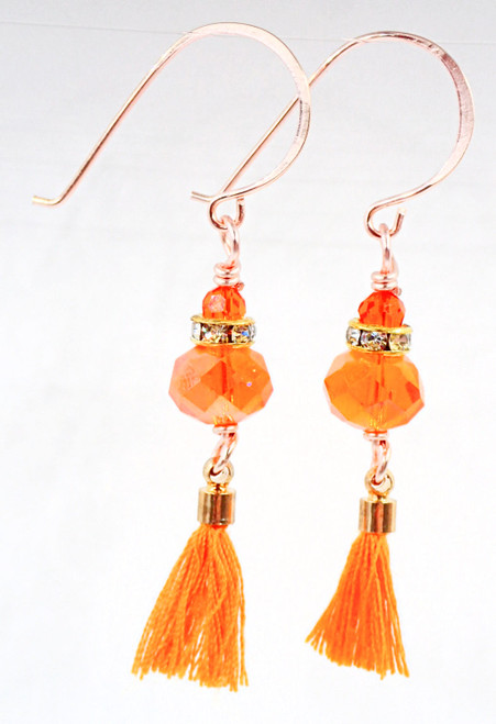 Orange Tassel Earrings