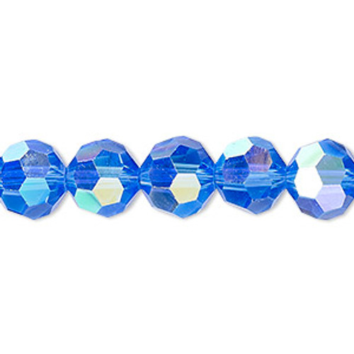 8mm Medium Blue AB Celestrial Crystal Rounds (50 Beads)