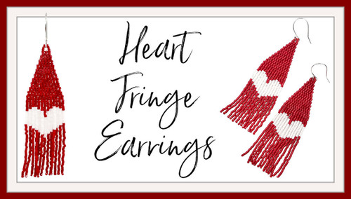 Heart Fringe Earrings PRINTED Pattern