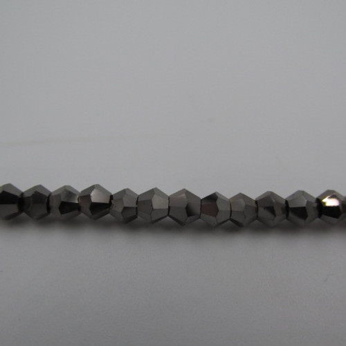 4mm Hematite Thunder Polish Crystal Bicones (144pk) 4BI27