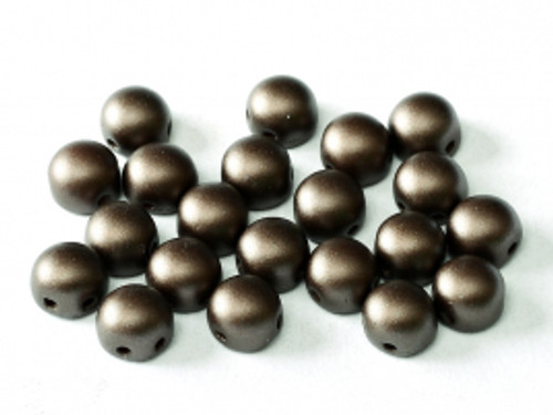 6mm Two Hole Pastel Dark Brown (20 Pieces) 25036