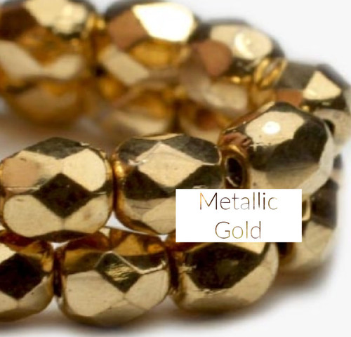 4mm Metallic Gold Fire Polish Beads (50pk)