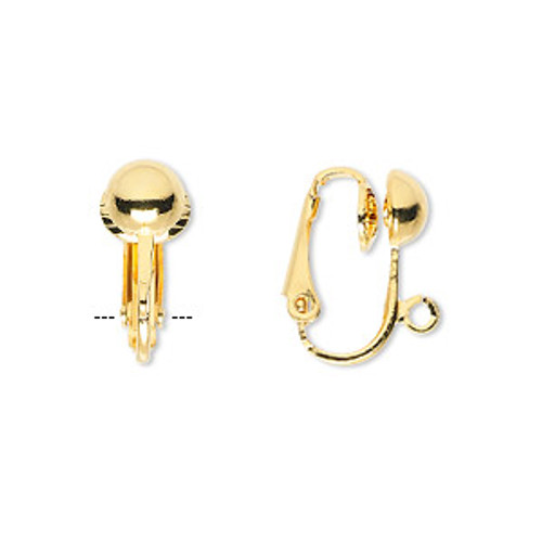 6.5mm Gold Plated Ball Clip On Earrings (2 Pair)