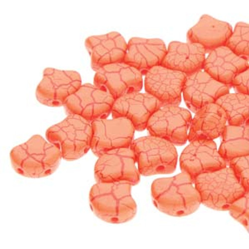 7.5x7.5mm Ionic Orange Dark Red Ginko Beads (8g)