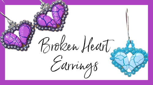Broken Heart Earrings INSTANT DOWNLOAD Pattern